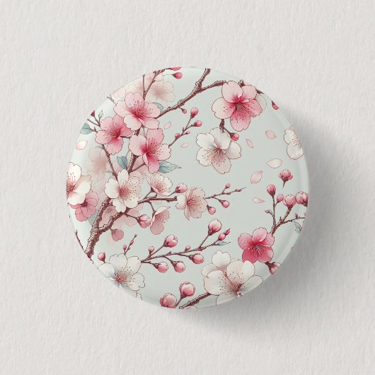 Cherry Blossom Ronde Button 3,2 Cm (Voorkant)