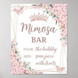 Cherry Blossom Roos Gold Butterflies Mimosa Bar Poster