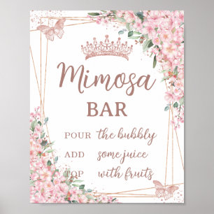 Cherry Blossom Roos Gold Butterflies Mimosa Bar Poster