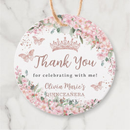 Cherry Blossom Roos Gold Butterflies Quinceañera Bedankjes Labels