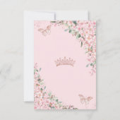 Cherry Blossom Roos Gold Butterflies Quinceañera Bedankkaart (Achterkant)