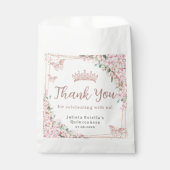 Cherry Blossom Roos Gold Butterflies Quinceanera Bedankzakje (Voorkant)