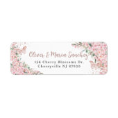 Cherry Blossom Roos Gold Butterflies Quinceanera Etiket (Voorkant)