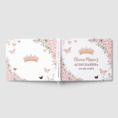 Cherry Blossom Roos Gold Butterflies Quinceanera Gastenboek (Volledig)