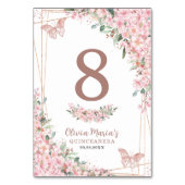 Cherry Blossom Roos Gold Butterflies Quinceañera Kaart (Achterkant)