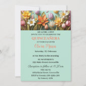 Cherry Blossom Roos Gold Butterflies Quinceañera Kaart (Voorkant)