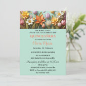 Cherry Blossom Roos Gold Butterflies Quinceañera Kaart (Staand voorkant)