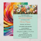 Cherry Blossom Roos Gold Butterflies Quinceañera Kaart (Voorkant / Achterkant)