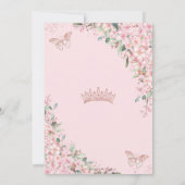 Cherry Blossom Roos Gold Butterflies Quinceañera Kaart (Achterkant)