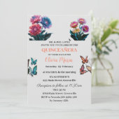 Cherry Blossom Roos Gold Butterflies Quinceañera Kaart (Staand voorkant)