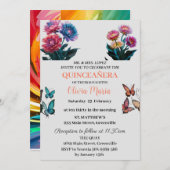 Cherry Blossom Roos Gold Butterflies Quinceañera Kaart (Voorkant / Achterkant)