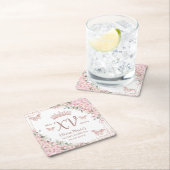 Cherry Blossom Roos Gold Butterflies Quinceanera Kartonnen Onderzetters (Insitu)