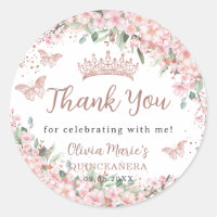 Cherry Blossom Roos Gold Butterflies Quinceañera