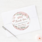 Cherry Blossom Roos Gold Butterflies Quinceañera Ronde Sticker (Envelop)