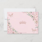 Cherry Blossom Roos Gold Butterflies Quinceañera RSVP Kaartje (Achterkant)