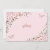 Cherry Blossom Roos Gold Butterflies Quinceañera Save The Date (Achterkant)