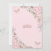 Cherry Blossom Roos Gold Butterflies Quinceañera Save The Date (Achterkant)