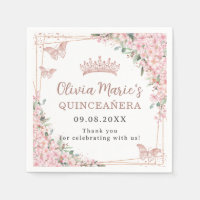 Cherry Blossom Roos Gold Butterflies Quinceanera