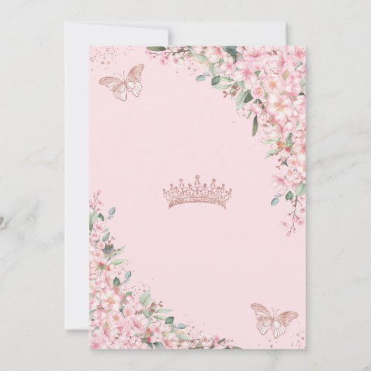 Cherry Blossom Roos Gold Butterflies Sweet 16 Kaart (Achterkant)