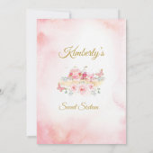 Cherry Blossom Roos Gold Butterflies Sweet 16 Kaart (Achterkant)