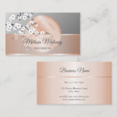 Cherry Blossom Roos Gold Grey Mandala Floral Visitekaartje (Voorkant / Achterkant)