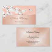 Cherry Blossom Roos Gold Grey Visitekaartje (Voorkant / Achterkant)