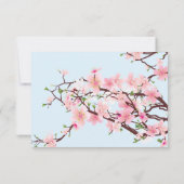 Cherry Blossom Roze Blauw Bruiloft RSVP Kaart (Achterkant)