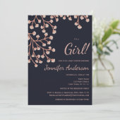 Cherry Blossom Roze Blauw Meisje Baby shower Kaart (Staand voorkant)