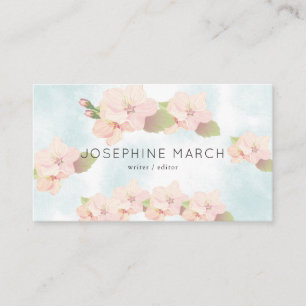 Cherry Blossom Roze Blauwe Waterverf Visitekaartje