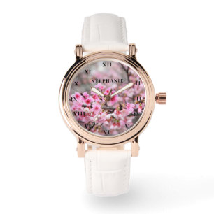 Cherry Blossom Roze Bloem Sakura Springtime Horloge