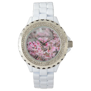 Cherry Blossom Roze Bloem Sakura Springtime Horloge