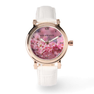 Cherry Blossom Roze Bloem Sakura Springtime Horloge