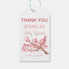 Cherry Blossom Roze Bloemen Baby shower Meisje Cadeaulabel