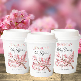 Cherry Blossom Roze Bloemen Baby shower Meisje Papieren Bekers