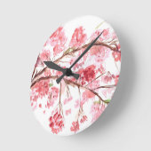 Cherry blossom roze bloemen bloemschilderij ronde klok (Hoek)