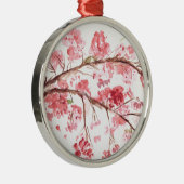 Cherry blossom roze bloemen florale waterverf metalen ornament (Rechts)