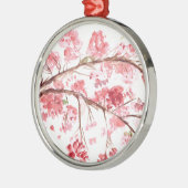 Cherry blossom roze bloemen florale waterverf metalen ornament (Links)