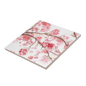 Cherry blossom roze bloemen florale waterverf tegeltje (Zijkant)