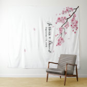 Cherry Blossom Roze Bloemen Huwelijk Achtergronden Wandkleed (In Situ (horizontaal))