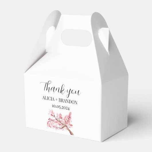 Cherry Blossom Roze Bloemen Moderne Bruiloft Bedankdoosjes (Voorkant Zijde)