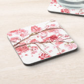 Cherry blossom roze bloemen Sakura Asian Japans Bier Onderzetter (Linkerzijde)