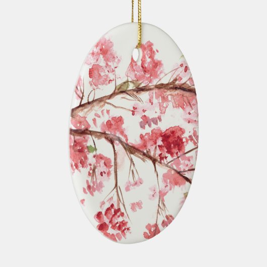 Cherry blossom roze bloemen sakura waterverf keramisch ornament (Rechts)