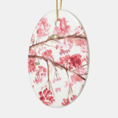 Cherry blossom roze bloemen sakura waterverf keramisch ornament (Links)