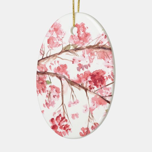 Cherry blossom roze bloemen sakura waterverf keramisch ornament (Links)