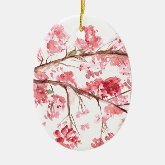 Cherry blossom roze bloemen sakura waterverf keramisch ornament (Voorkant)