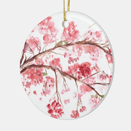 Cherry blossom roze bloemen sakura waterverf keramisch ornament (Links)