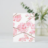 Cherry blossom roze bloemen schilderij briefkaart (Staand voorkant)