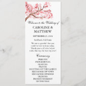 Cherry Blossom Roze Bloemen Waterverf Bruiloft Programmakaart (Voorkant)