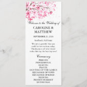 Cherry Blossom Roze Bloemen Waterverf Bruiloft Programmakaart (Voorkant)