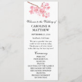 Cherry Blossom Roze Bloemen Waterverf Bruiloft Programmakaart (Voorkant)